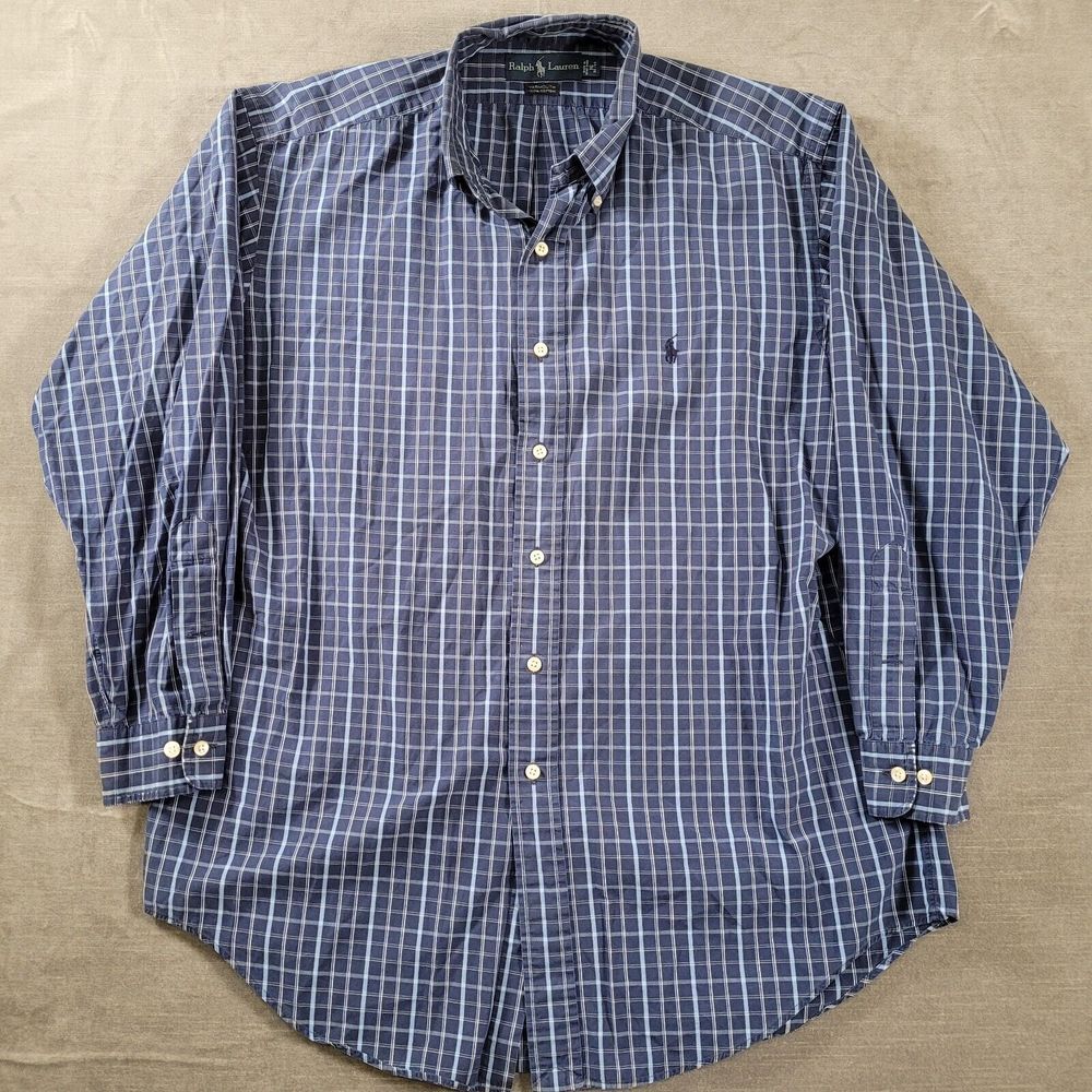 Polo Ralph Lauren Men's 16 32/33 Yarmouth Blue Plaid Button Up Shirt L/S